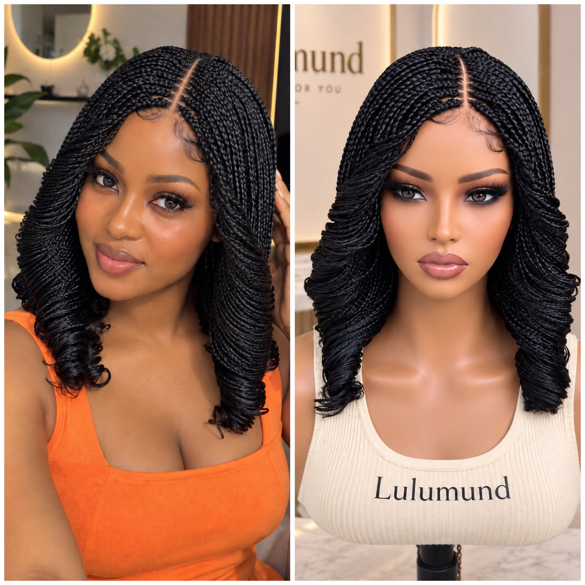 Full Lace Glueless Spiral Bob Wig