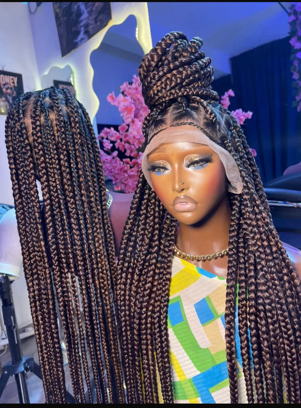 Box Braided Wig – Full Lace Hair Blend