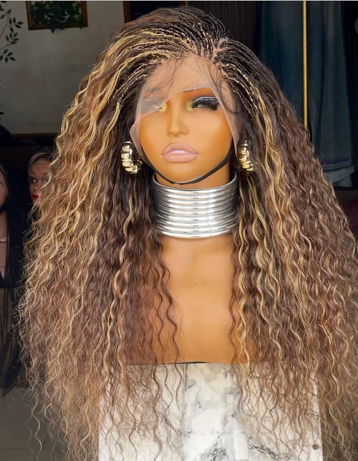 22 Inch 100% Human Hair Curly Braided Wig