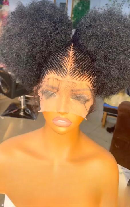 Afro Twin-Puff Lace Braids Wig