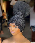 Royal Sculpted Updo Braided Wig - African Bridal Headpiece