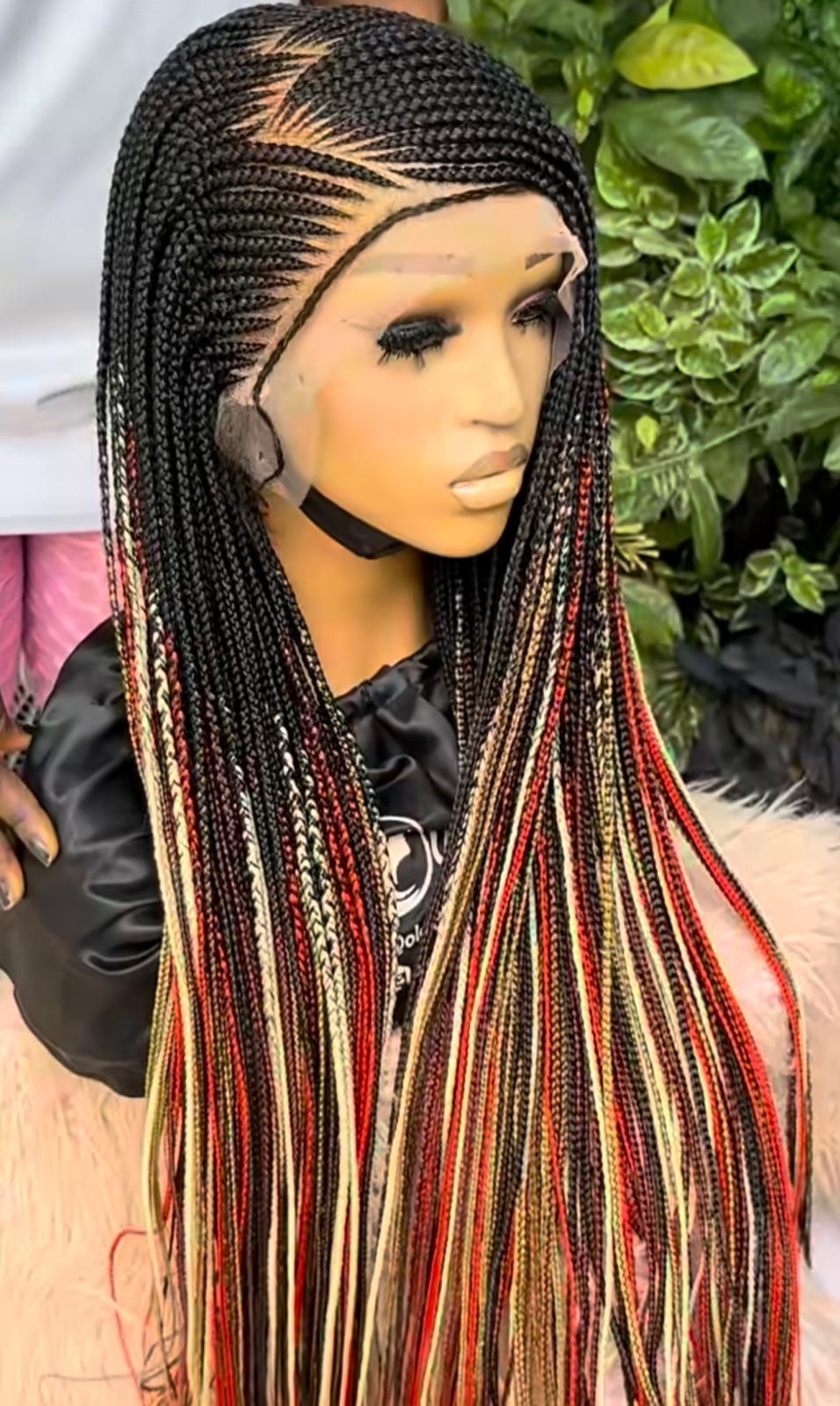 Dark Roots Multi-Colored Knotless Wig