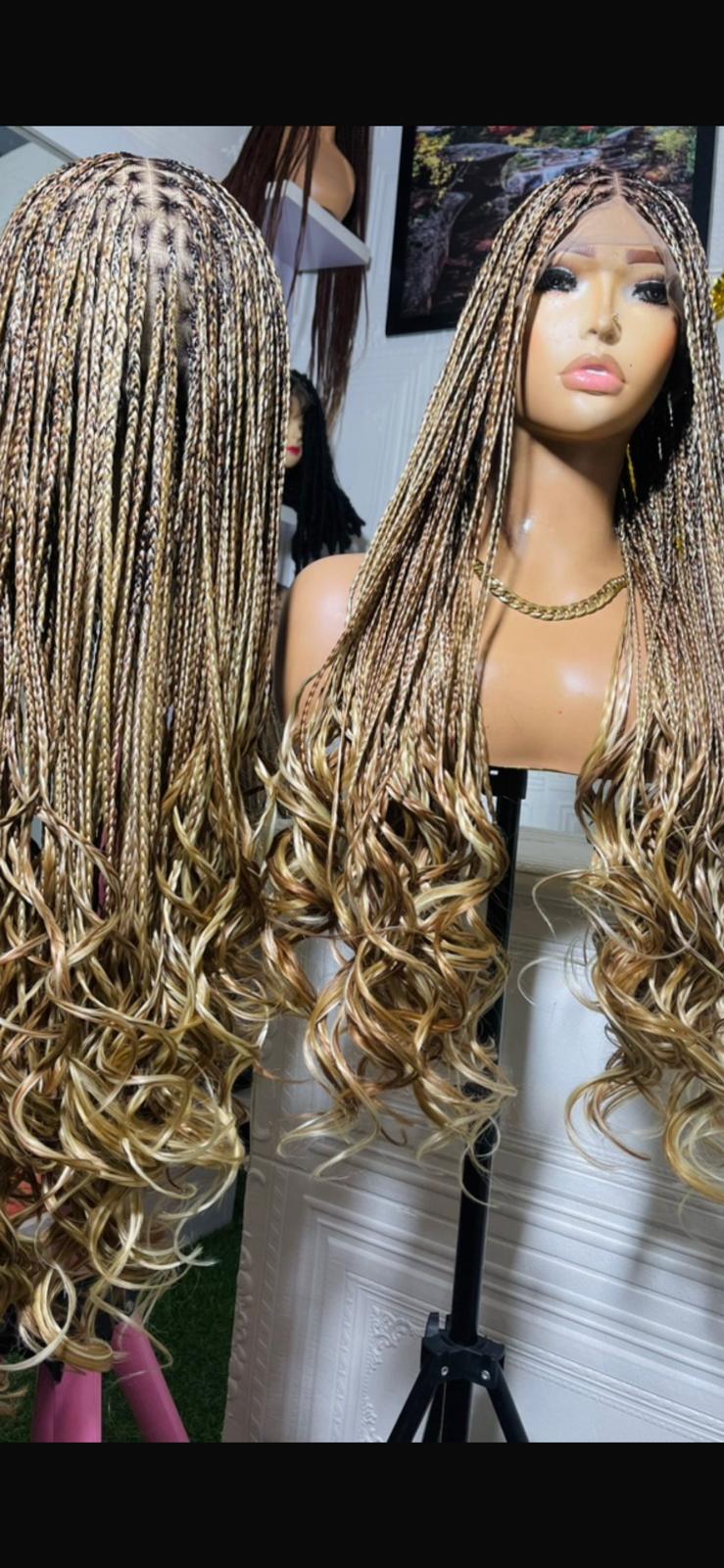 Glueless French Curl Full Lace Braided Wig