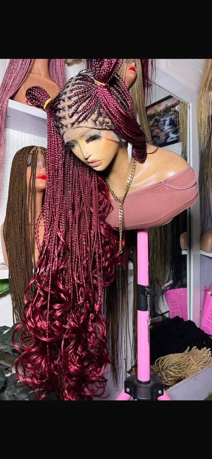 Glueless French Curl Full Lace Braided Wig