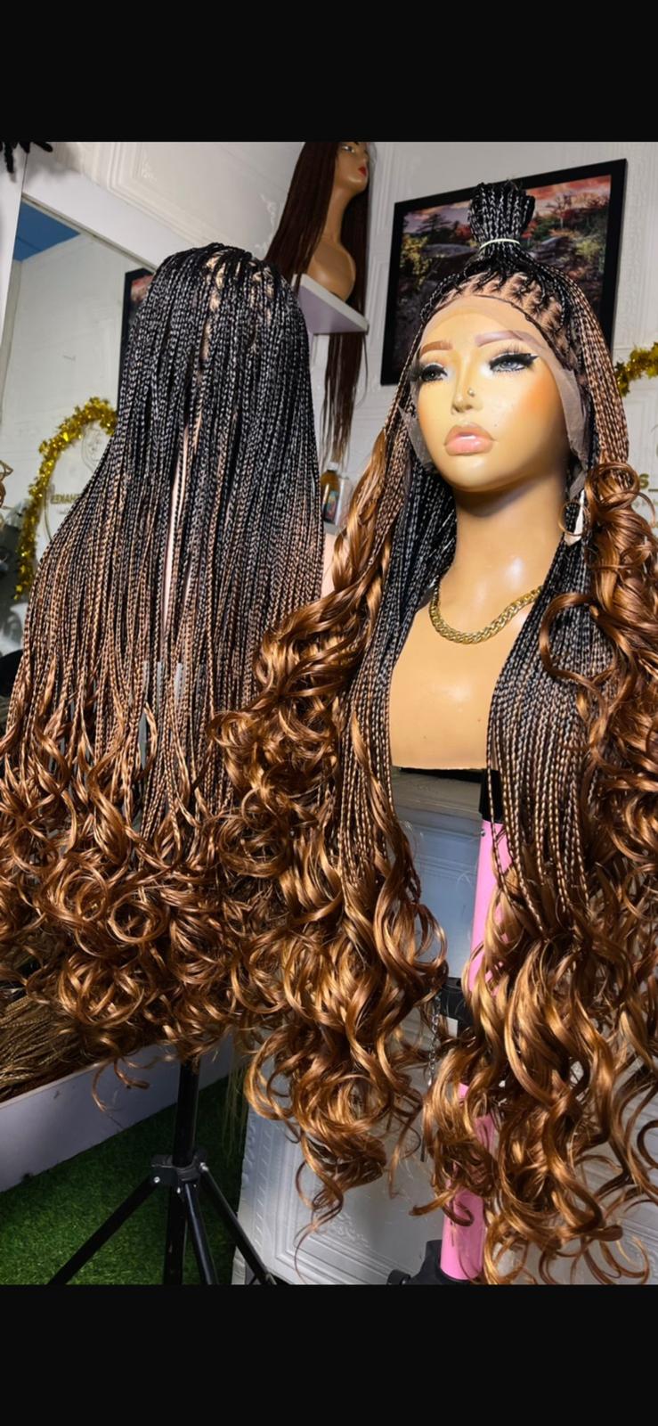 Glueless French Curl Full Lace Braided Wig