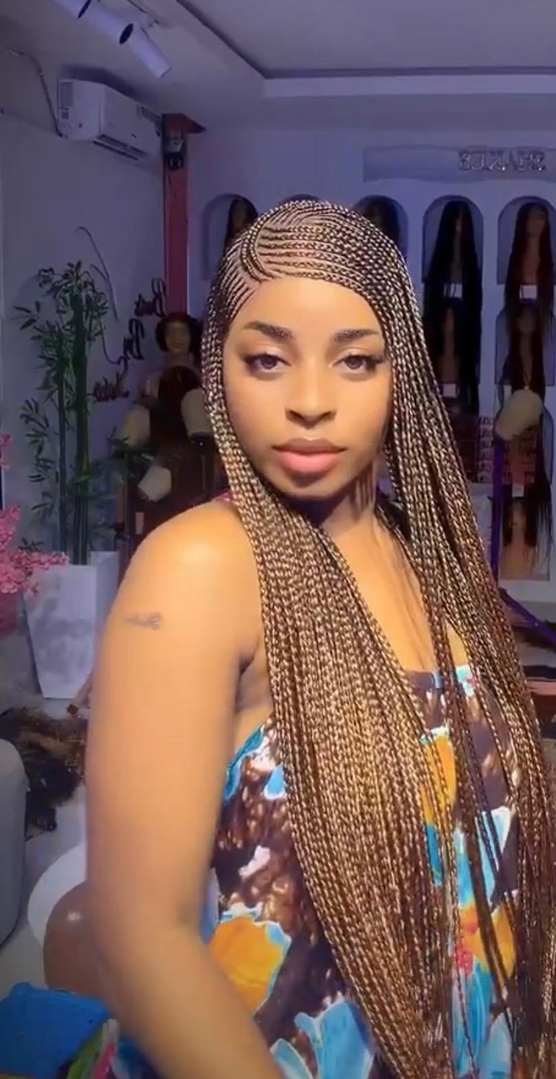 Bone Straight Brown Side Part Long Conrows