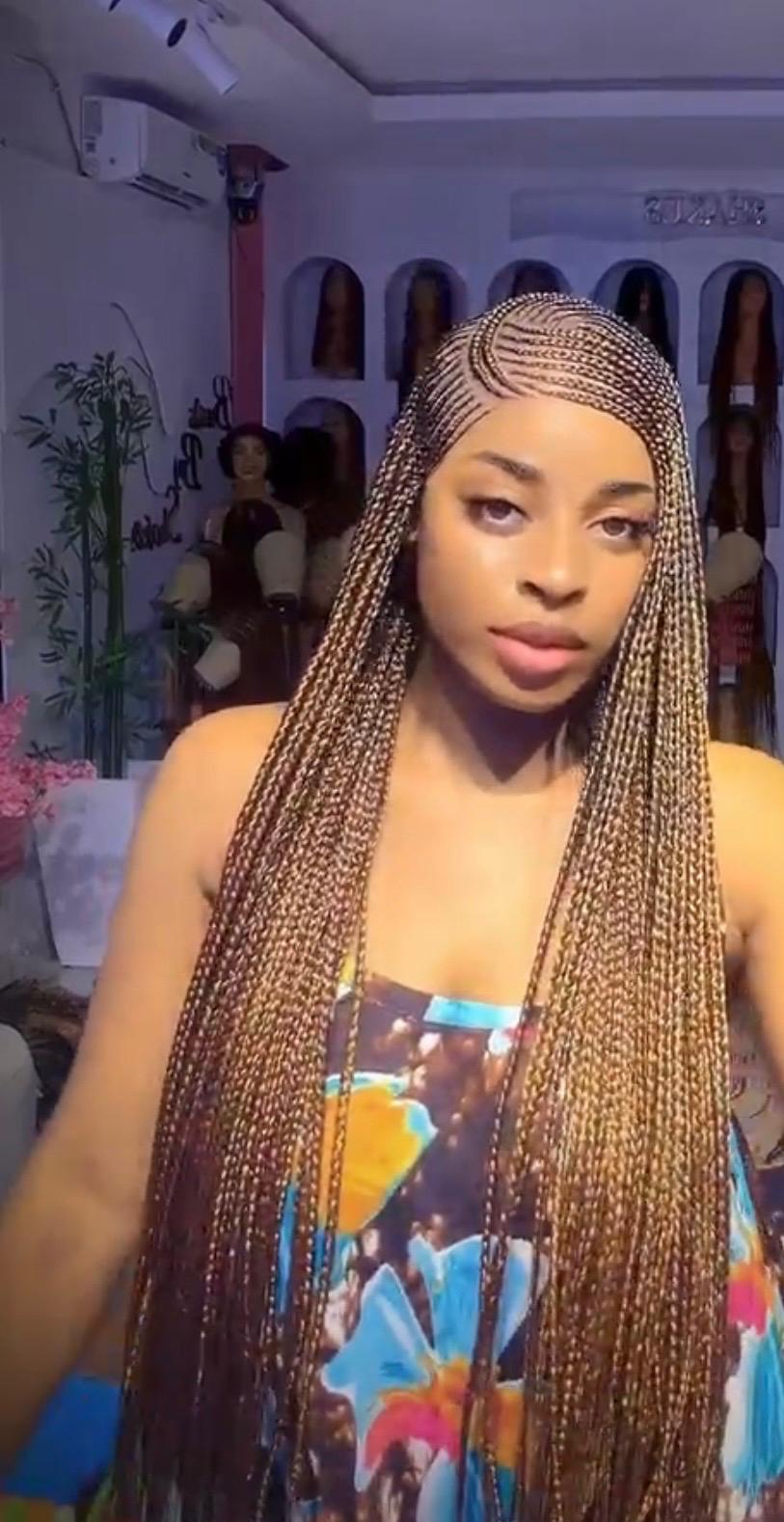Bone Straight Brown Side Part Long Conrows