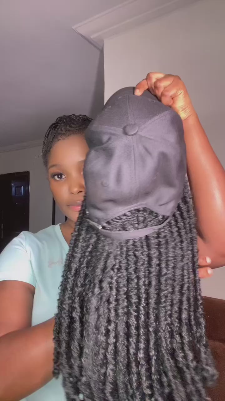 Passion Twist Wig Cap – Black Passion Twist Baseball Cap Wig | Lightweight Protective Style