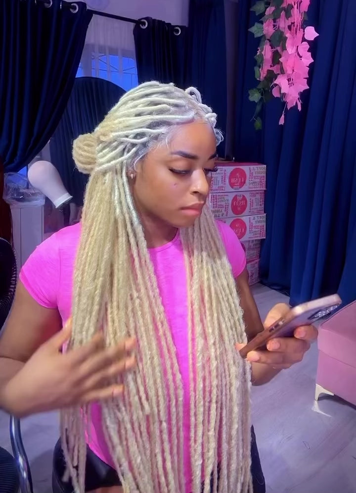 Exotic Blonde Locs – Full Lace Human Hair Unit